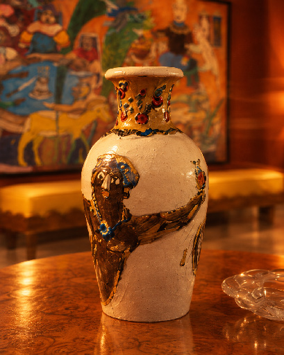 Painted ceramic detail in a lived setting