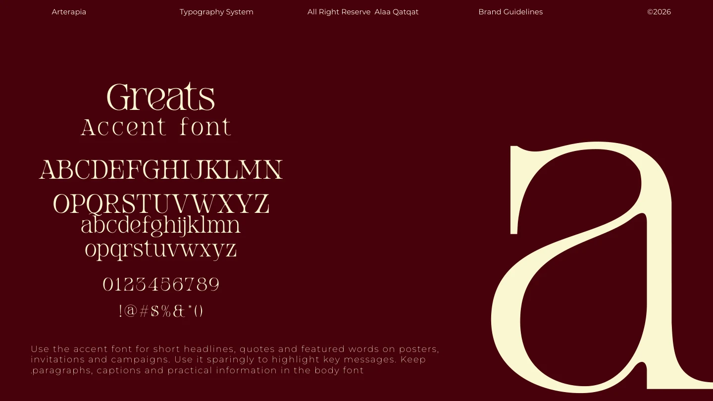 Greats / Accent font specimen